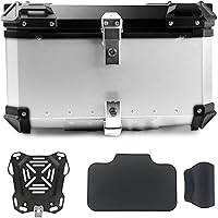 Vista 8 de 55L Caja Superior para Motocicleta, Maletero Universal de Aluminio para Motocicleta, Maleta de Equipaje con Doble Llave (Negro, 55L)