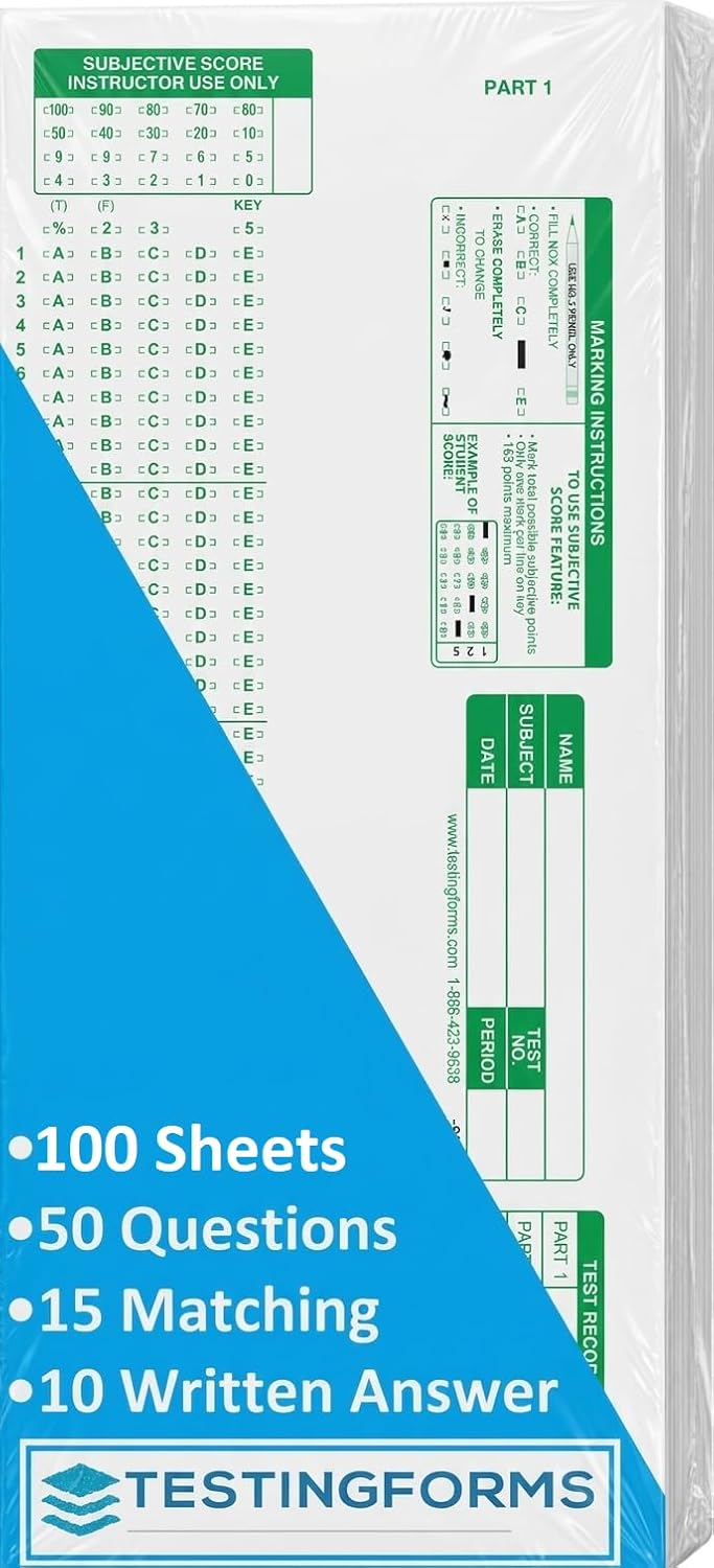 TEST-883E 883 E Scantron Compatible Testing Forms (500 Sheet Pack)