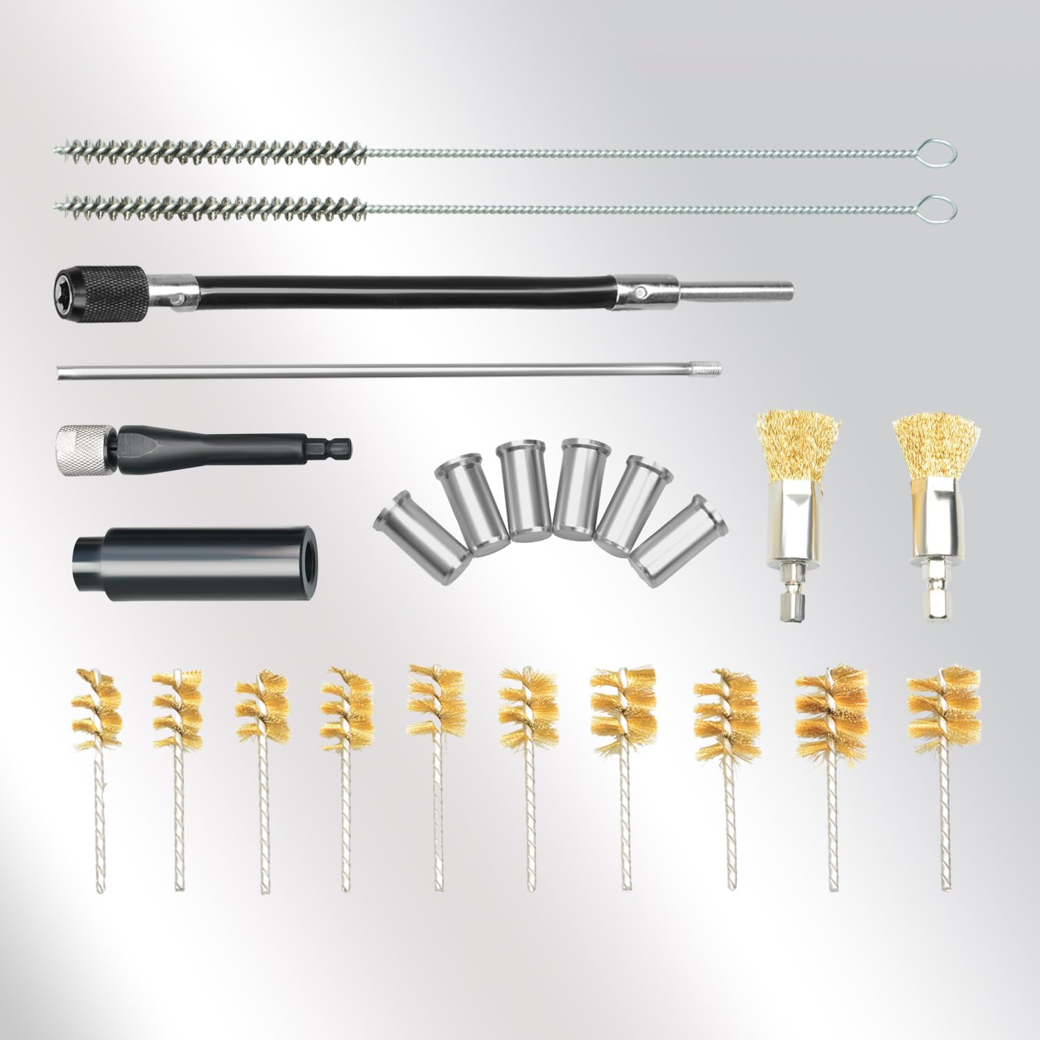 Juego de 26 piezas de herramientas de limpieza universales para asiento de inyector, kit de limpieza de inyectores para motores diésel, pistola, cepillo de limpieza