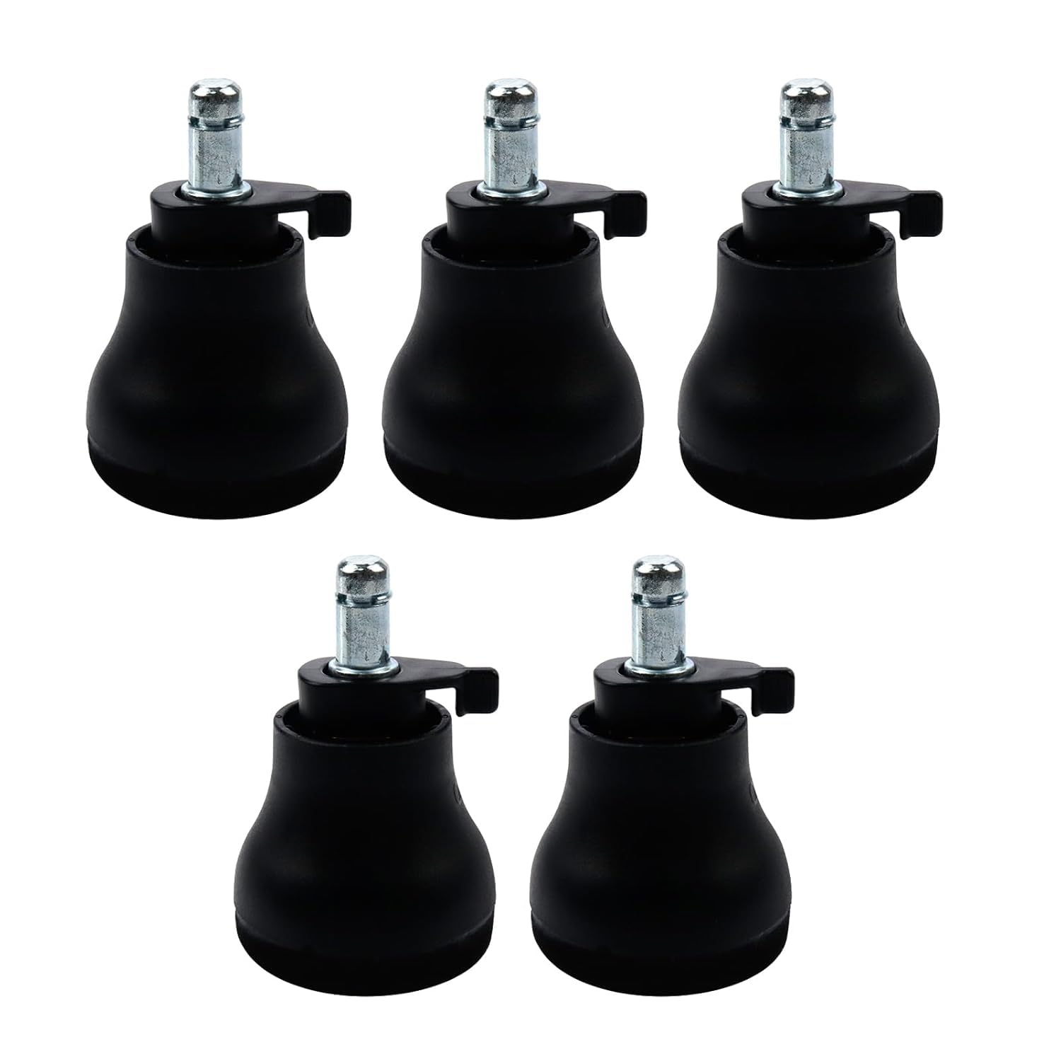 5Pcs Bell Glides Replacement Office Chair Wheels- Chair Desk Swivel Caster Wheels to Fixed Stationary Castors for Hardwood Floors with On/Off Setting