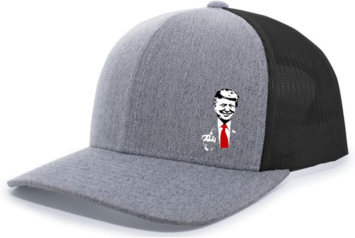 Trenz Shirt Company Mens Funny Trump Middle Finger Red Tie Mesh Back Trucker Hat