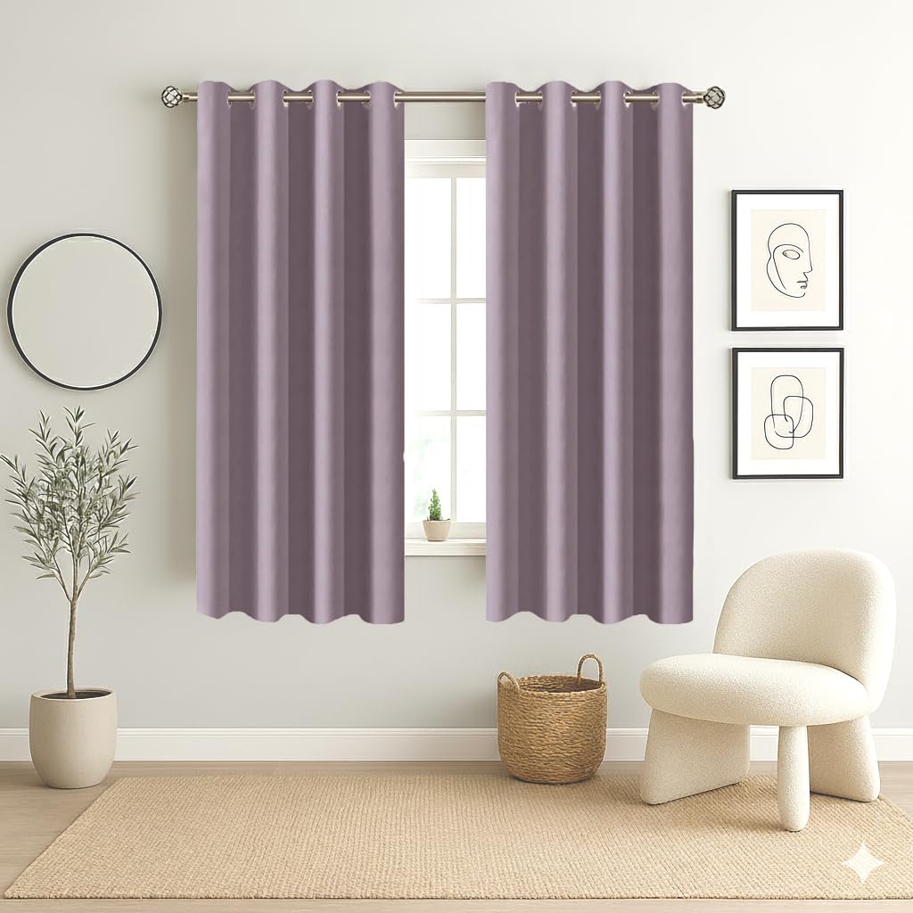Homestan Blackout Window Curtains 5 Feet Long Set of 2, Lilac