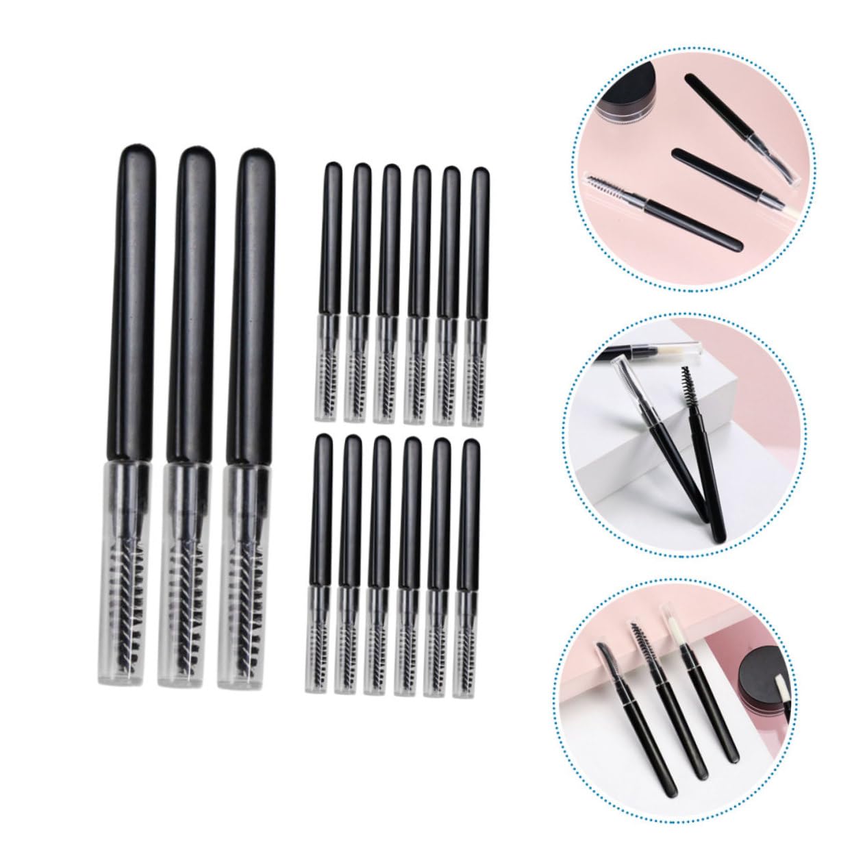 FRCOLOR 60 Stk Wimpernkamm mit Deckel Wimpernbürste Augenbrauenpinsel Make-up-Brauenbürsten-Kit Haarkamm für Frauen Haarbürste praktischer Kamm für Wimpern Augenbrauenkamm Spiral- Werkzeug