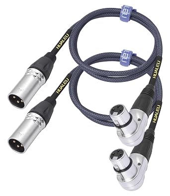 Right Angle 3Pin XLR Female to 3Pin XLR Male Audio Cable, Mixer, Microphone Audio Cable - 2-Pack 4Feet