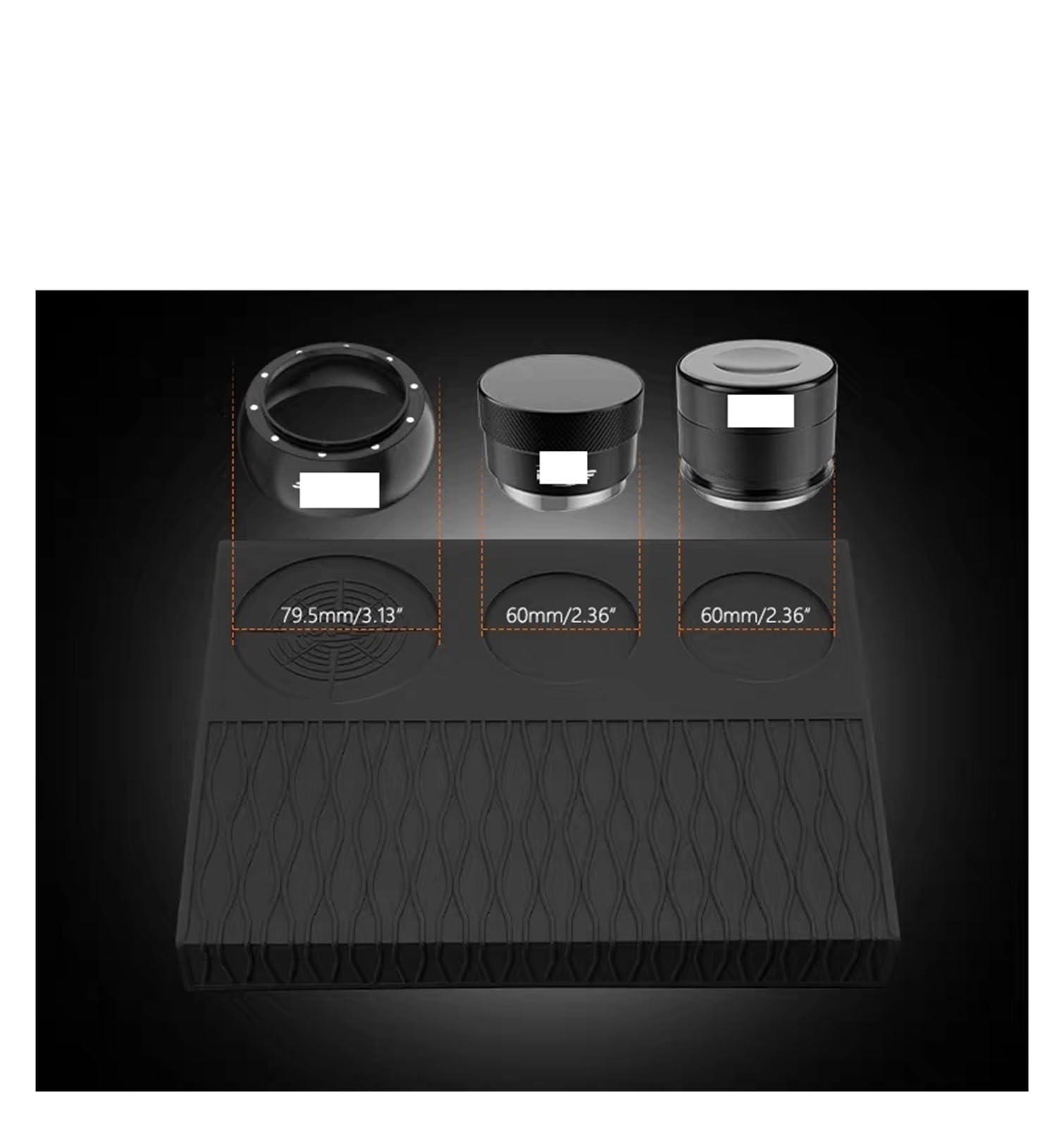 Juego de manipulación blanco 6 en 1, kit accesorios con café, distribuidor, tapete silicona para Café(White 58MM)