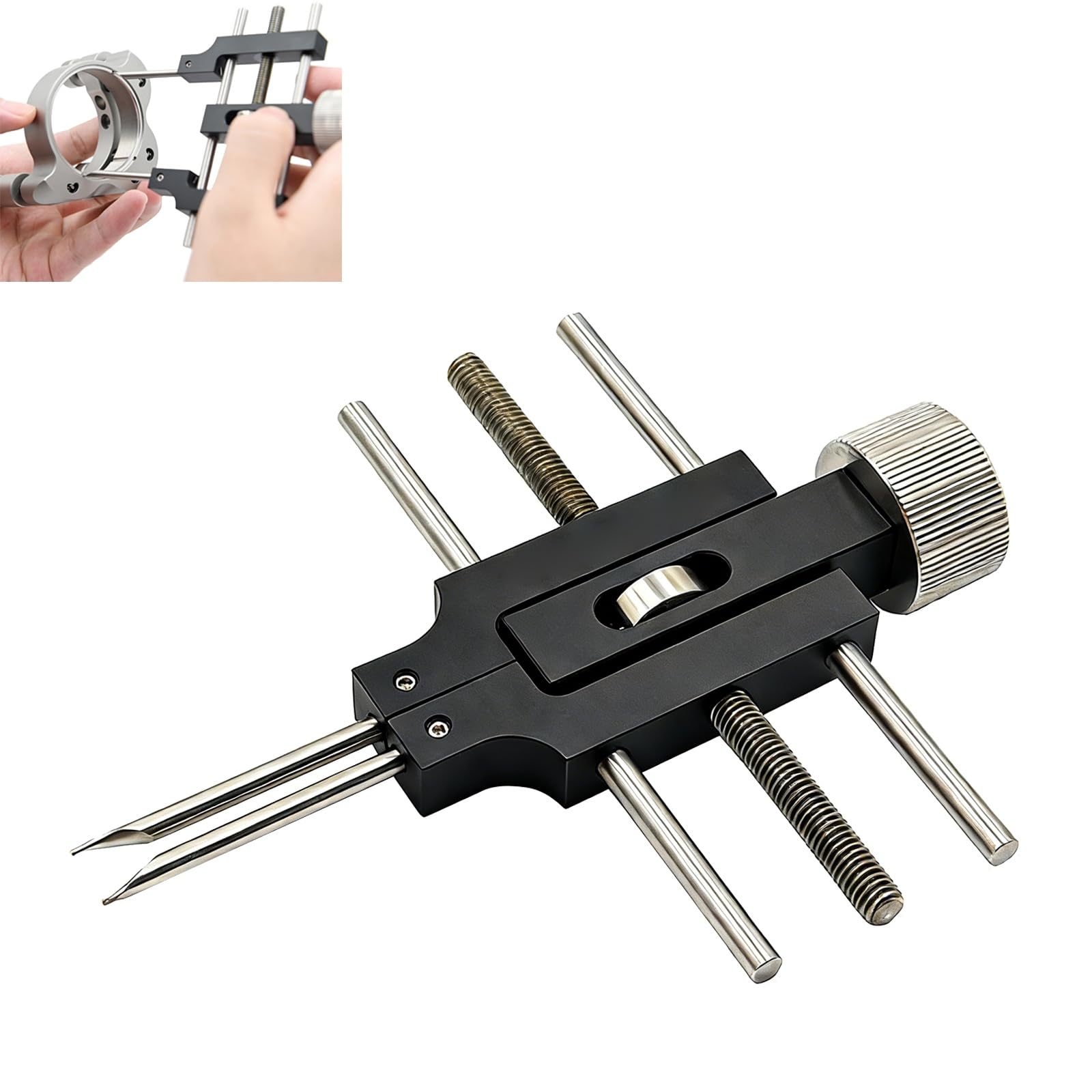 Clé à cliquet universelle, outil de retenue optique pour anneaux à double extrémité, diamètre réglable à une main, centrage automatique pour l'installation du collier