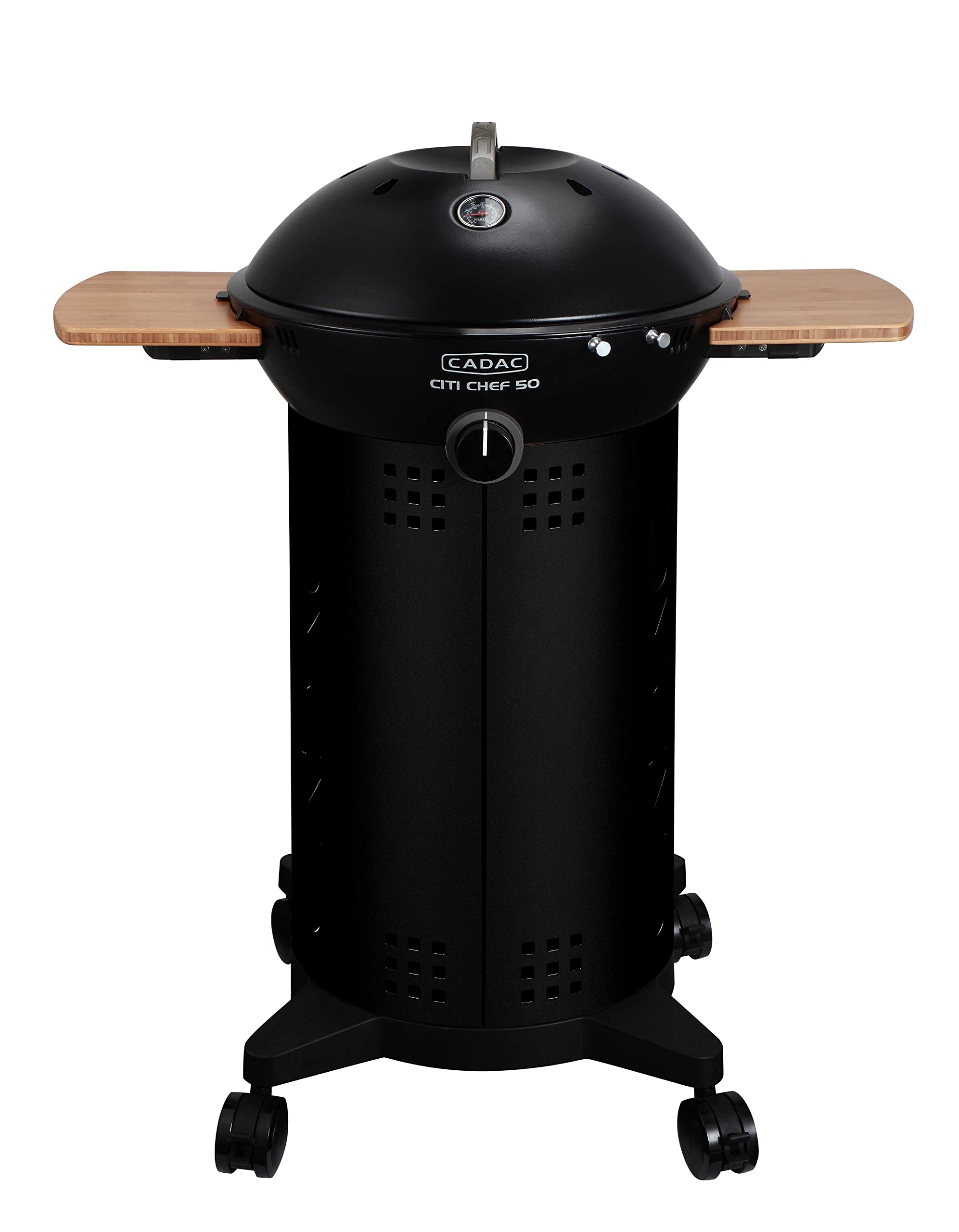 CADAC - Barbecue à gaz Citi Chef 50 avec brûleur émaillé double face et bac récupérateur, support en aluminium revêtu céramique Green Grill - Argent/Noir