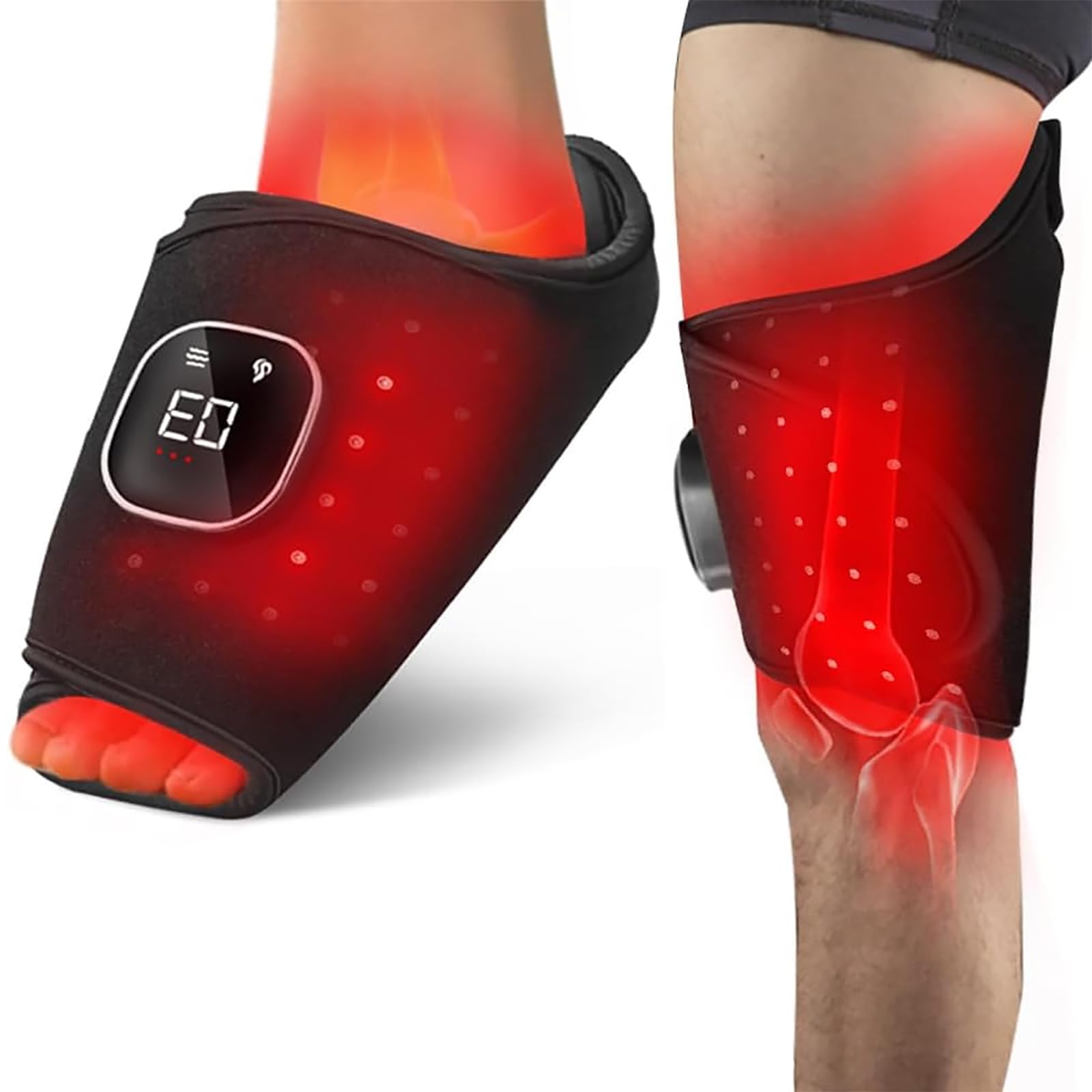 Red & Near-Infrared Light Therapy Wrap, Red Light Therapy Pads with Heating and Timer, 64pcs LED Light, 660nm & 850nm Double Wavelength, 5 Light Therapy Modes, Rechargeable for Pain Relief