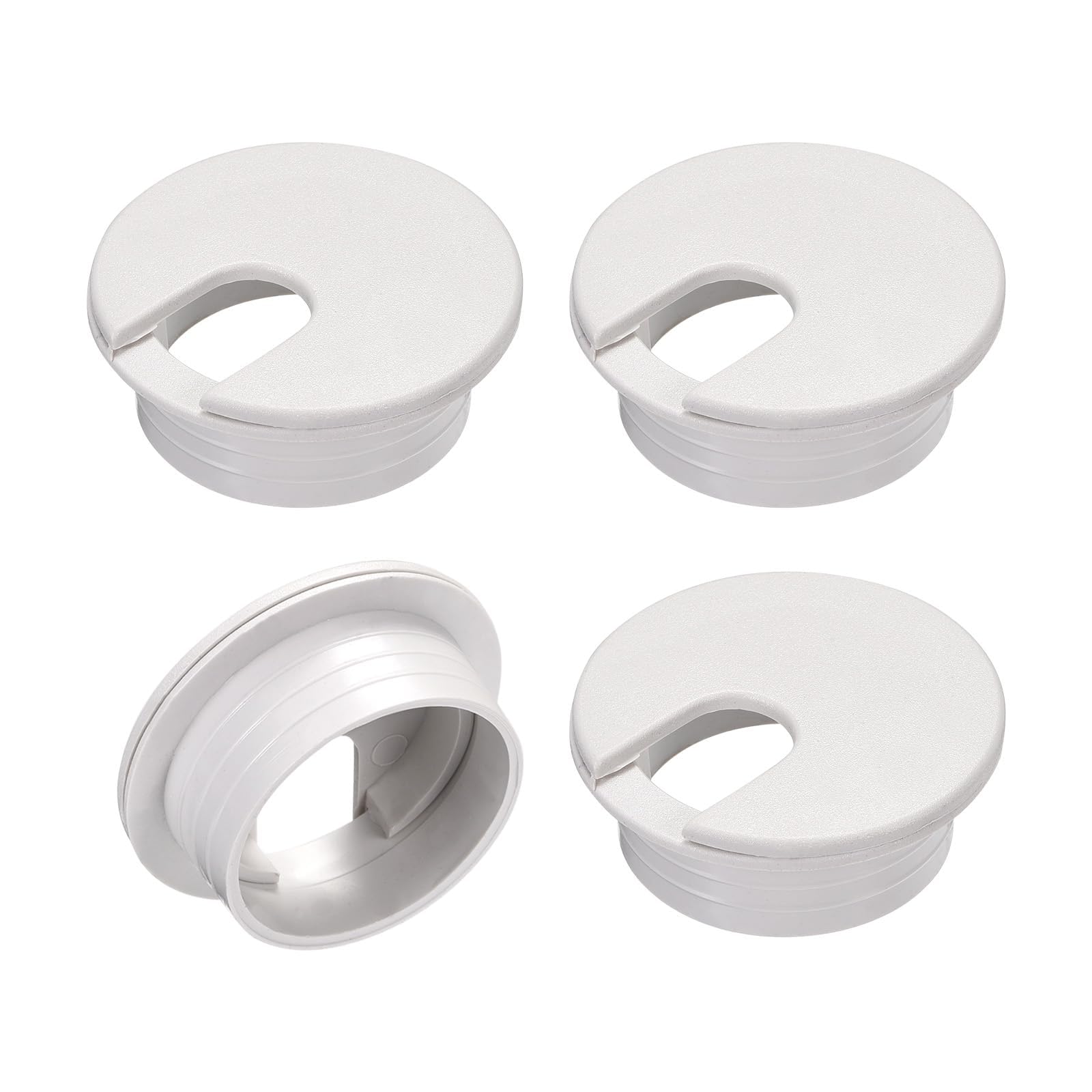 TA-VIGOR 4Pcs Desk Cable Hole Cover, 1.38Inch/35mm ABS Wire Grommet, U-Shaped Cord Organizer for Office and Computer Desks, Black
