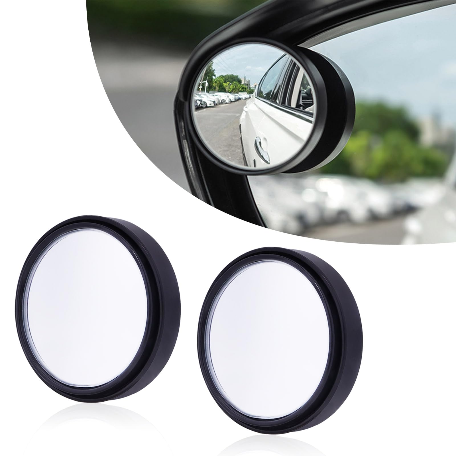 AmForBlind Spot Mirror HD Glass Convex Lens Frameless Adjustable Blind Spot Mirror for Convex for Cars Trucks SUV Traffic Safety - 2 Pack (BSM-round)