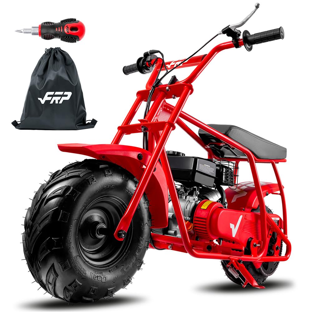 FRP Mini Dirt Bike GMB100 Basic, New 99CC Gas Powered Mini Bike 4-Stroke 3HP, Off-Road for Kids/Adult, Trail Up to 24 Mph, Weight Support Up to 185 LBS,Red