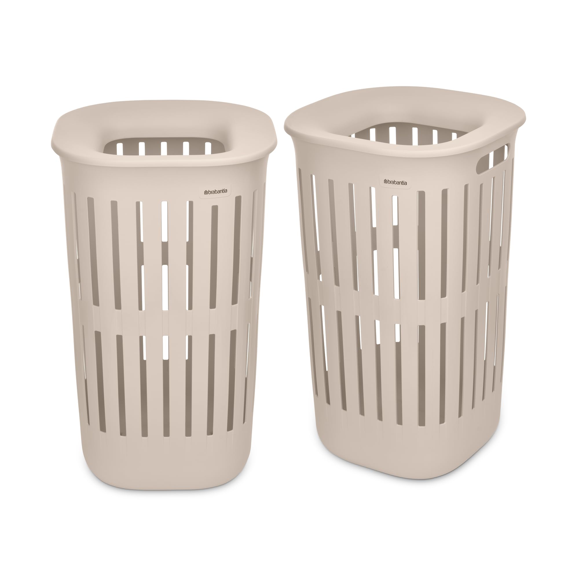 Brabantia Collect-It Cesta de la ropa 55L (Soft Beige), cesto ropa sucia para cocinas, baños o lavanderías, cesta colada para prendas, toallas o sábanas, set de 2 cestos robustos