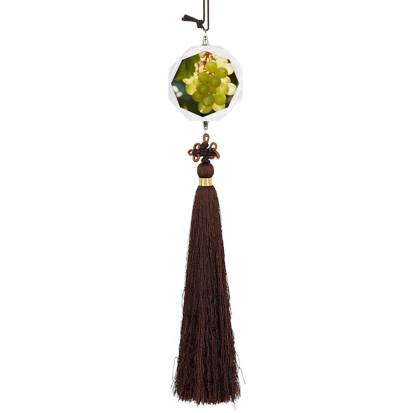 Crystal Car Pendant Charms Hexagon Crystal Rear View Mirror Charms Green Grape Hanging Auto Hanging Interior Ornament Pendant Car Interior Accessories for Women Men Auto Decor