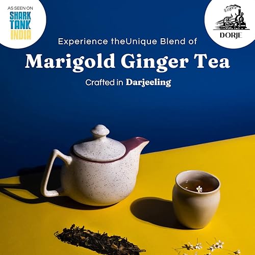 Miniatura 4 de DORJE TEAS Té de jengibre de caléndula con té suelto Darjeeling premium  Promueve un buen sueño, alivio del estrés, mejora la inmunidad, té calmante