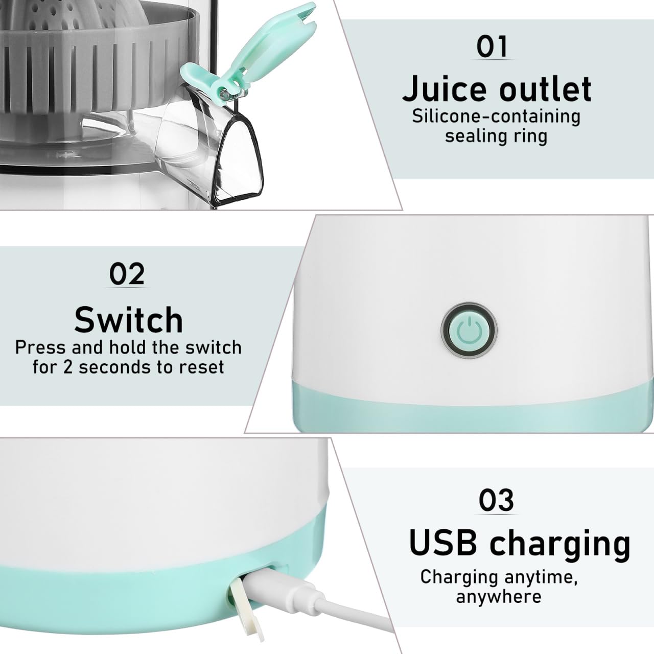 Housoutil Exprimidor de Naranja Portátil Inalámbrico Batería de 1600mah, Capacidad Menor a 400ml, Carga USB y Diseño Abs para Uso Doméstico y Fácil Transporte