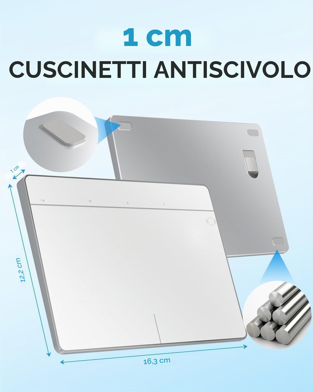 Touchpad wireless con superficie multi-touch per Macbook/Windows/Ipad Desktop/Laptop/Notebook PC (MG3 bianco)