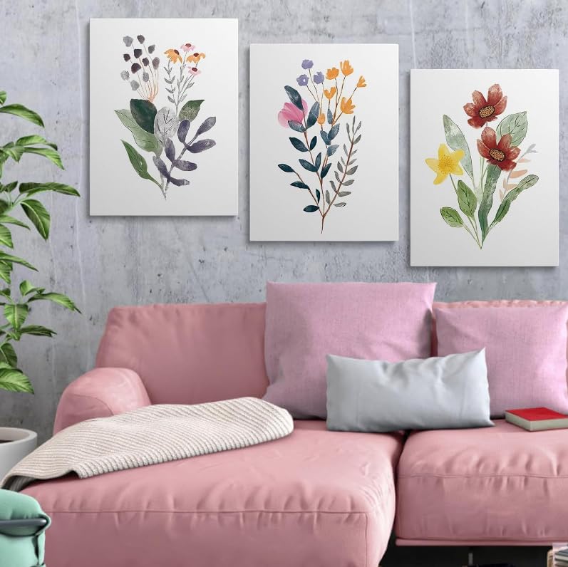 SYLUOQP 3pcs de Pintura artística Colgante de Plantas Naturales, Cuadro para baño, Dormitorio, decoración de Pared, hogar, Pasillo, Cocina, Oficina, póster Decorativo, sin Marco,20x30cm