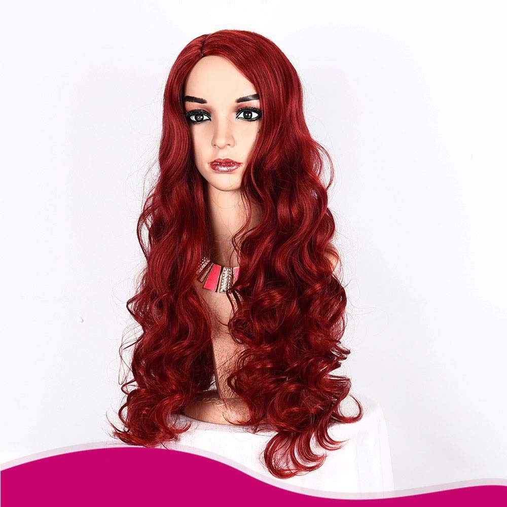 Perruque rouge bouclée de 30 pouces en fibre synthétique haute température pour changer de style
