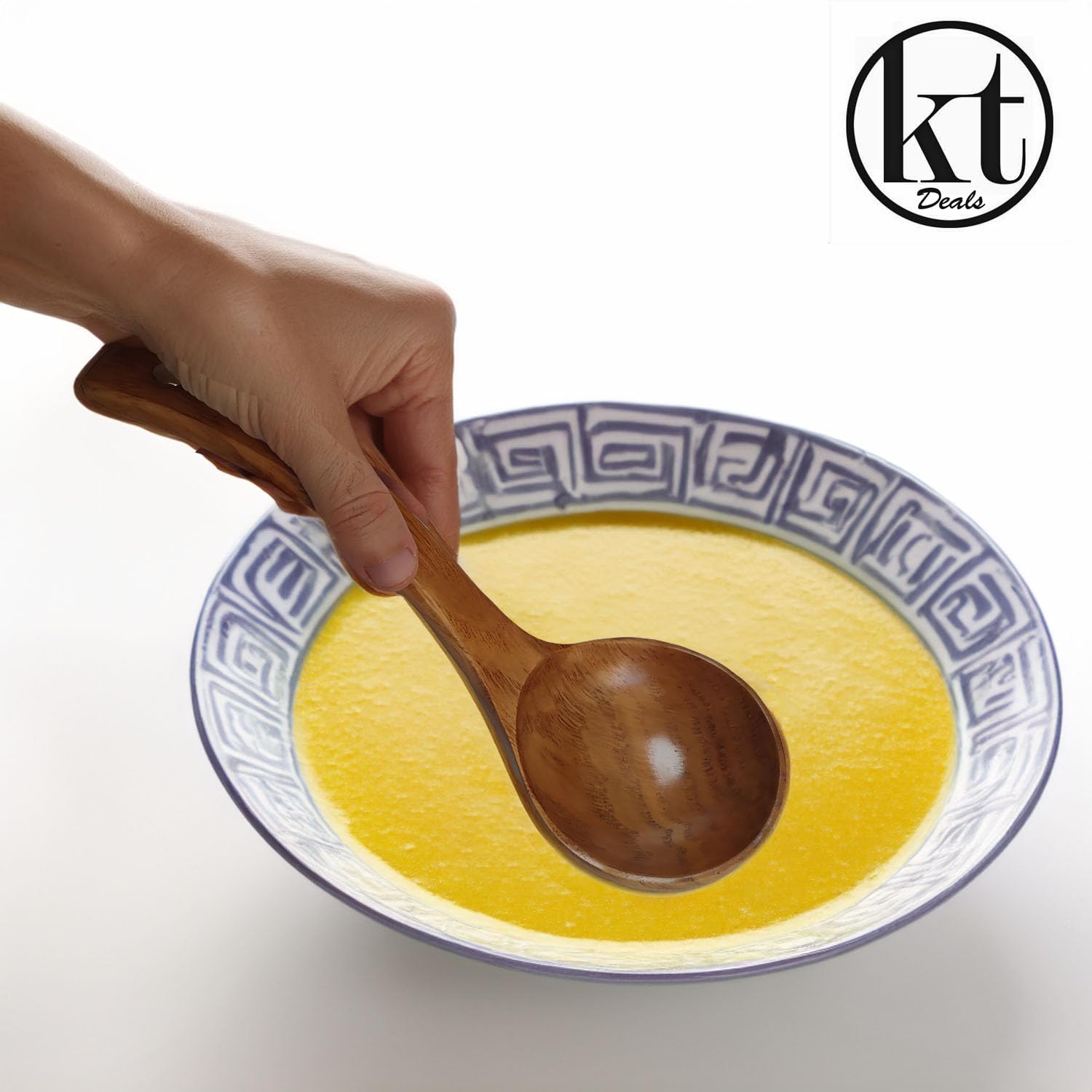 Louche En Bois Cuillère En Bois - SONEW - Grande Cuillère à Soupe - Long Manche Avec Crochet - Bois Schima Grande Cuillère En Bois