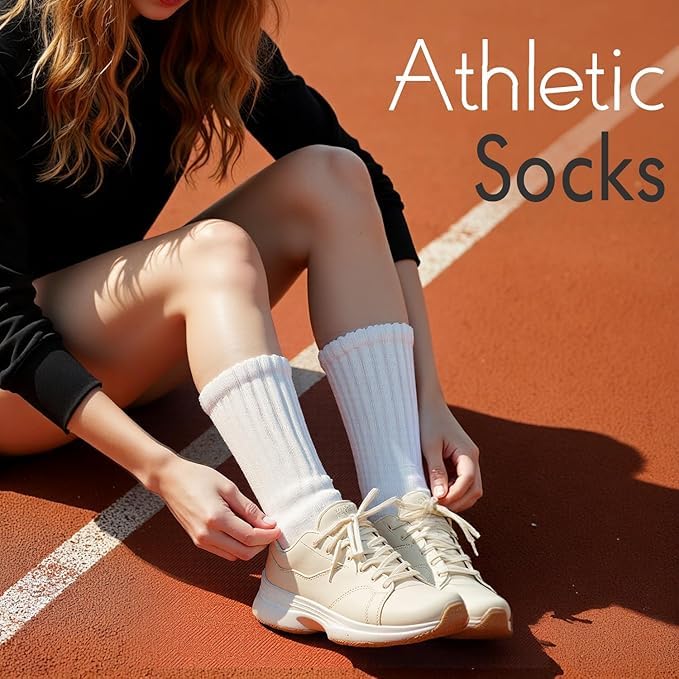 Image of HONGTEYA Slouchy Crew Socks For Women,Scrunch Cotton Cozy Workout Socks | Mid Calf Scrunch Boot Socks Size 5-11, Cozy Slouch Casual Athletic Socks, All Season Gifts For Women
