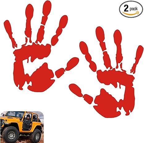 2 PCS Car Wave Stickers, Waving Hand Rearview Mirror Decal, Lazy Waver Wave Sign Decal Decoration, Reflective Hand Stickers, Universal Left Right Rearview Mirror Decor for Most Cars (Red)