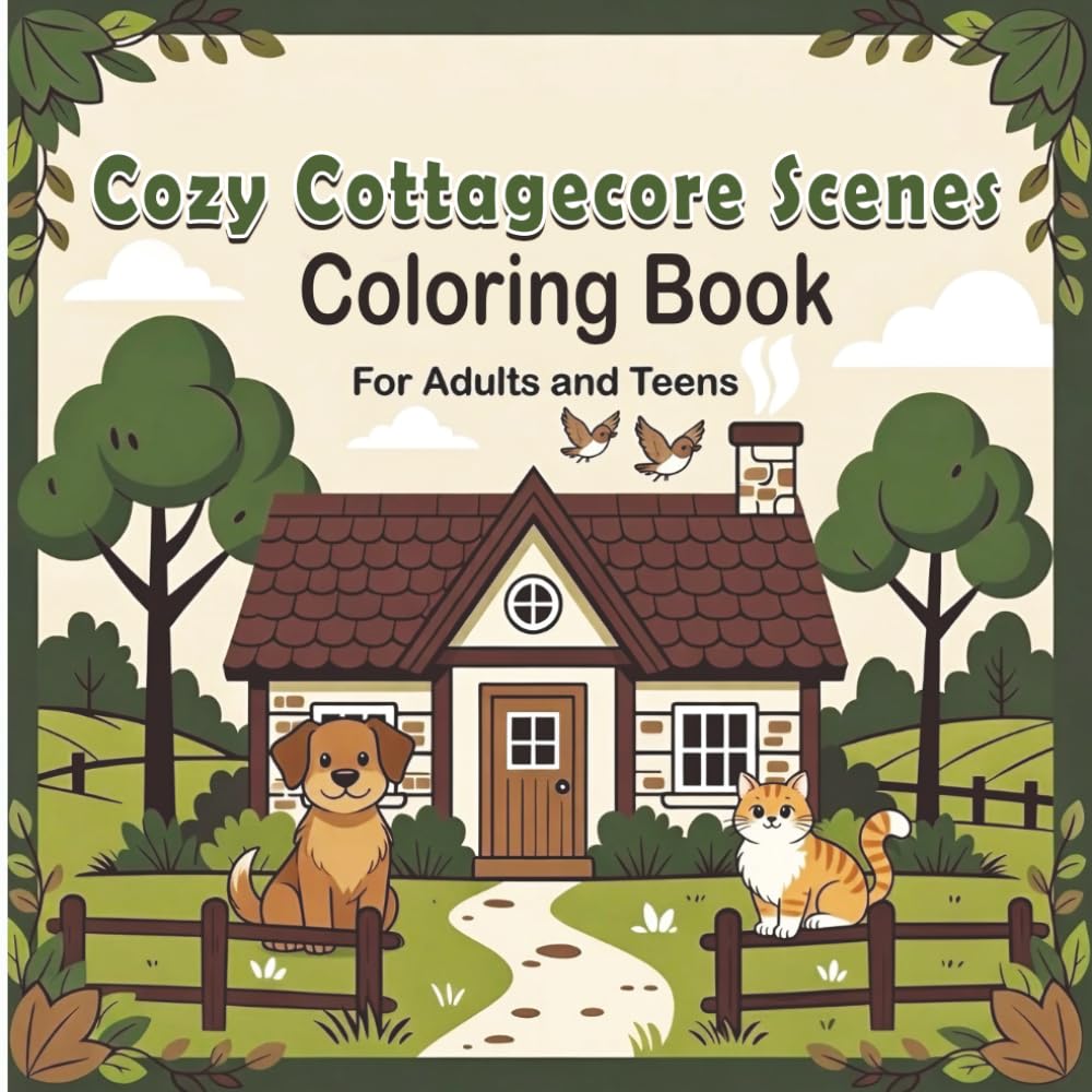 Cozy Cottagecore Scenes Coloring Book: "Relaxing Cottagecore Scenes Stress Relief Coloring Book for Adults and Teens"