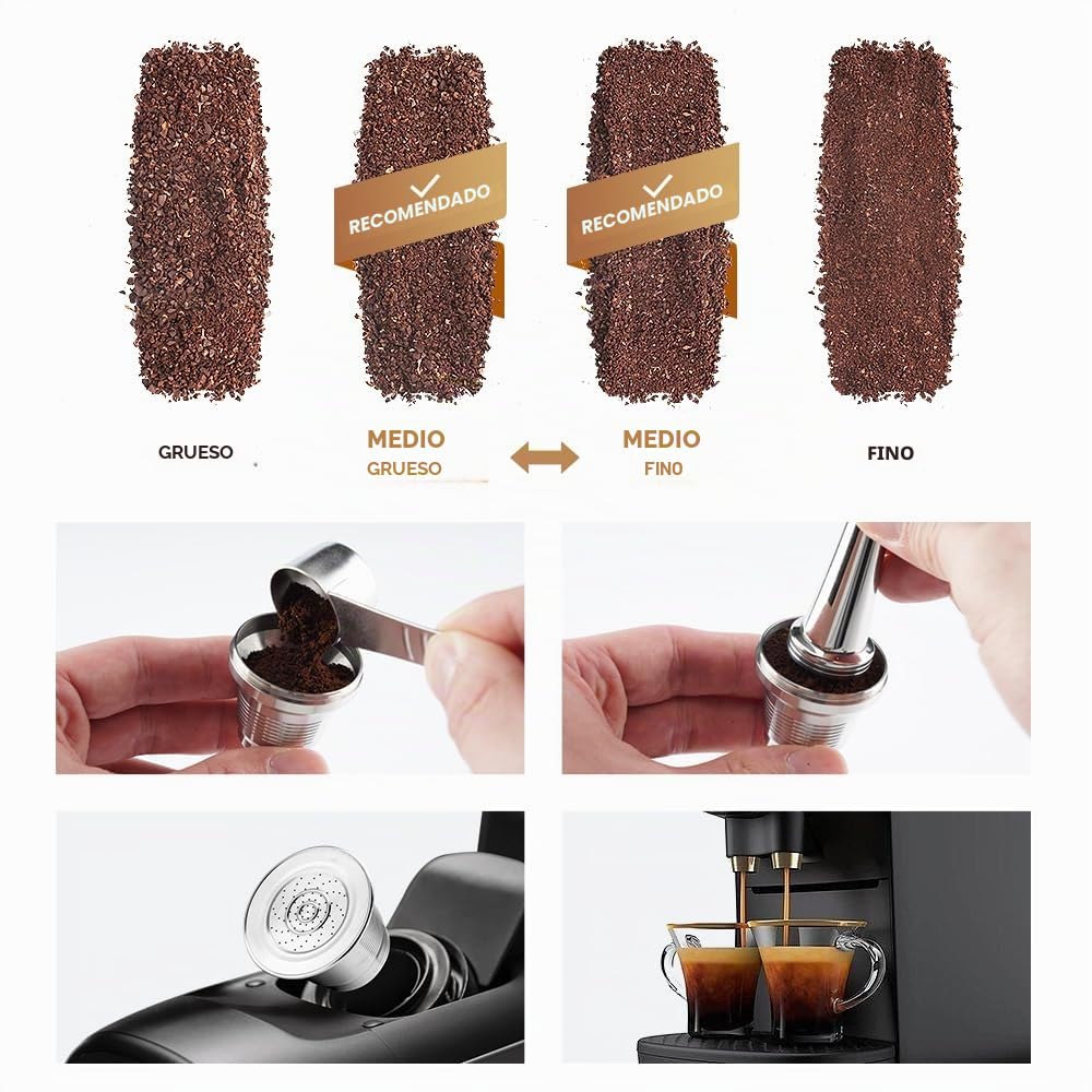 Cápsulas de café reutilizables de acero inoxidable para tazas grandes y pequeñas, compatibles con L'OR Barista LM8012/60, vainas de café rellenables de metal para la máquina de café