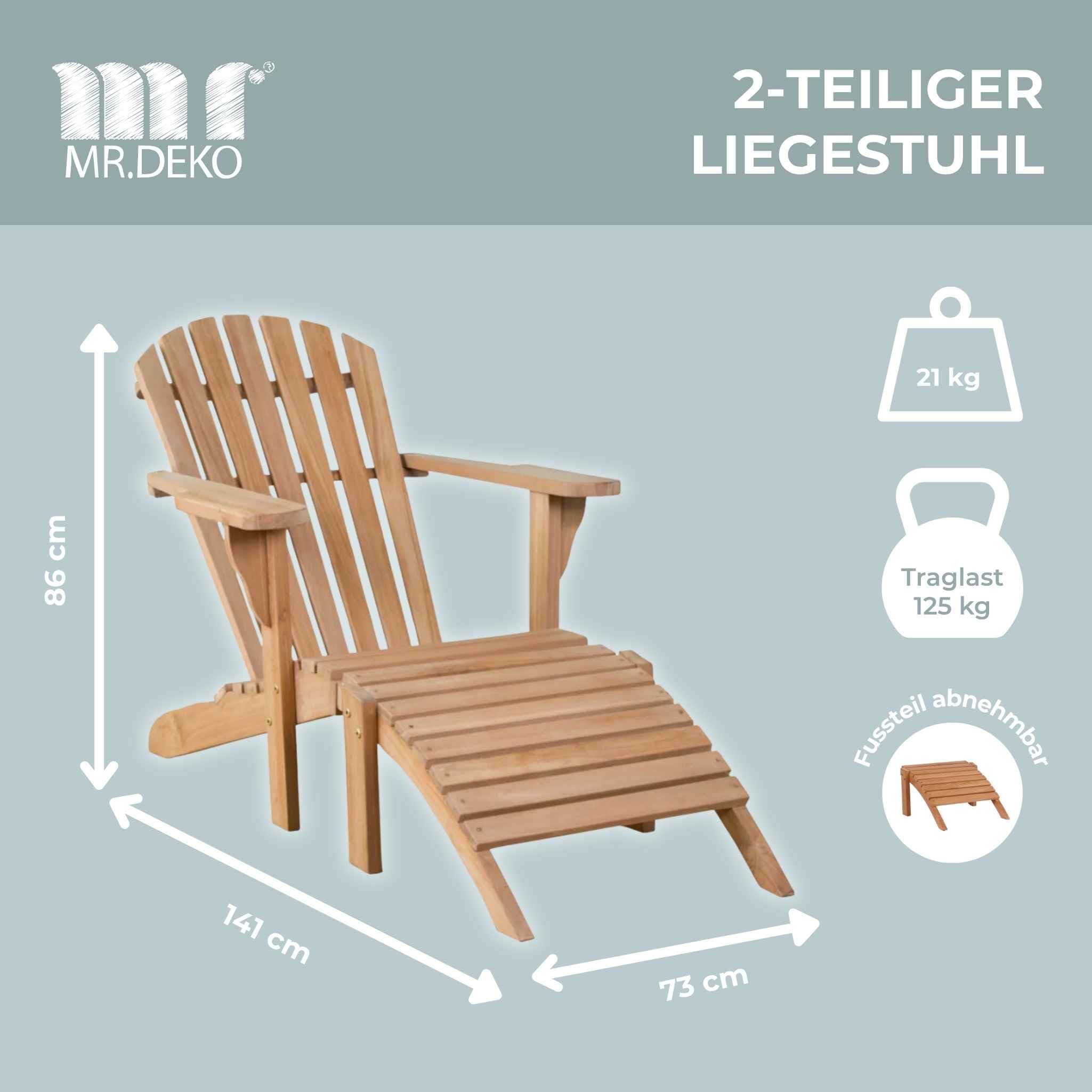 MR. DEKO Zestaw mebli ogrodowych Montreal i stół tekowy Dorset – wysokiej jakości meble outdoorowe do ogrodu, na taras, balkon – składany stół z drewna tekowego