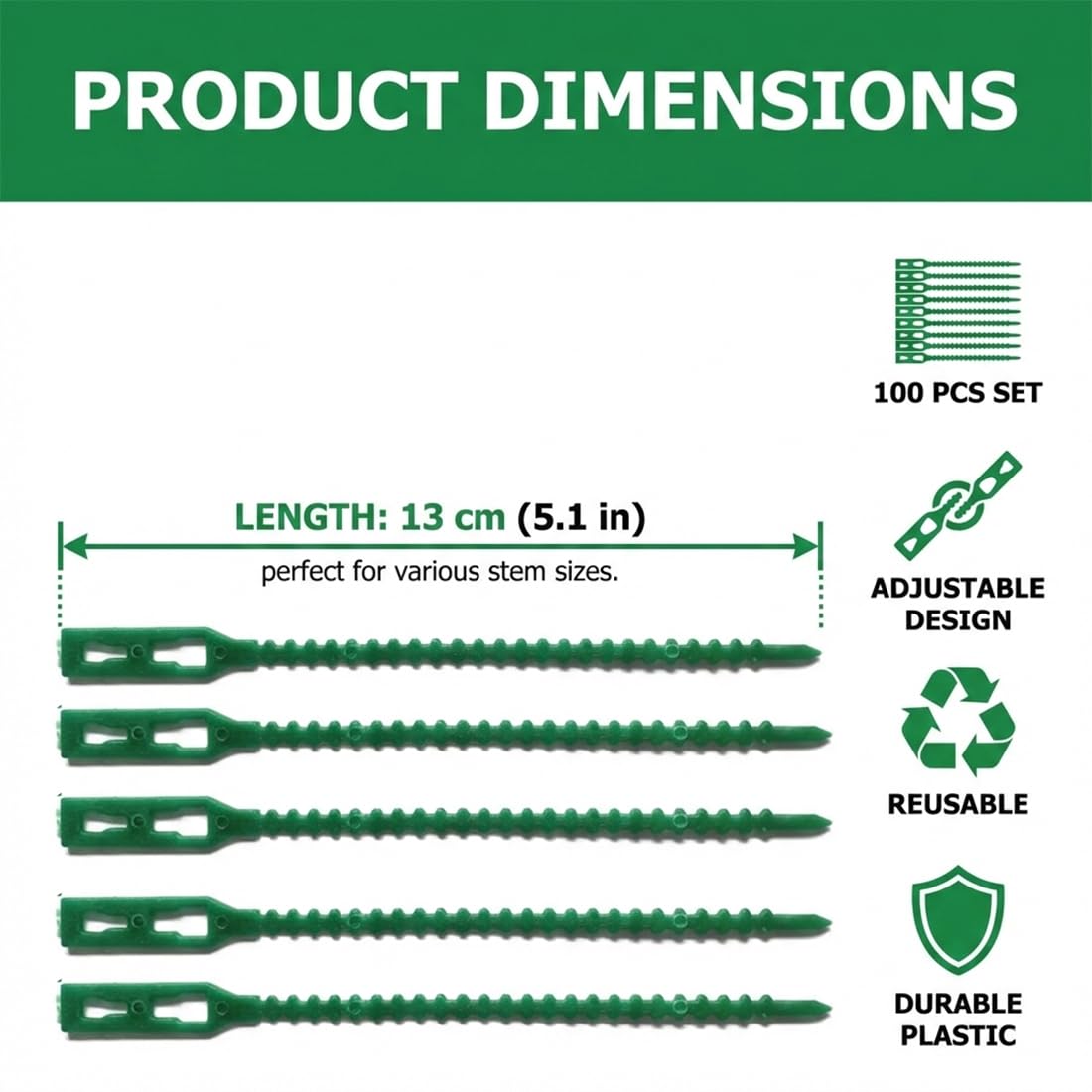 100 pièces Attache de Plante Liens Réglables de Jardinage, Attache Plante Grimpante, Accroche Plante Grimpante, Fixation Serrage, Attaches De Torsion En Plastique Flexible (13 cm)