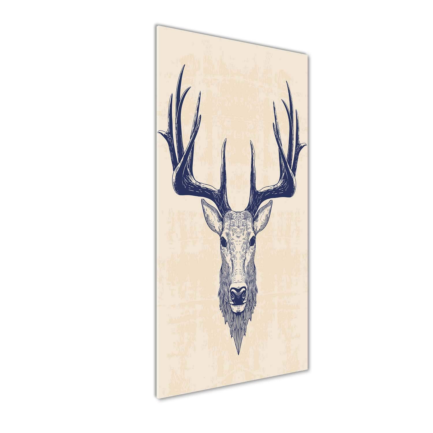 Déco mural derrière le plastique : tableau cerf beige lavable