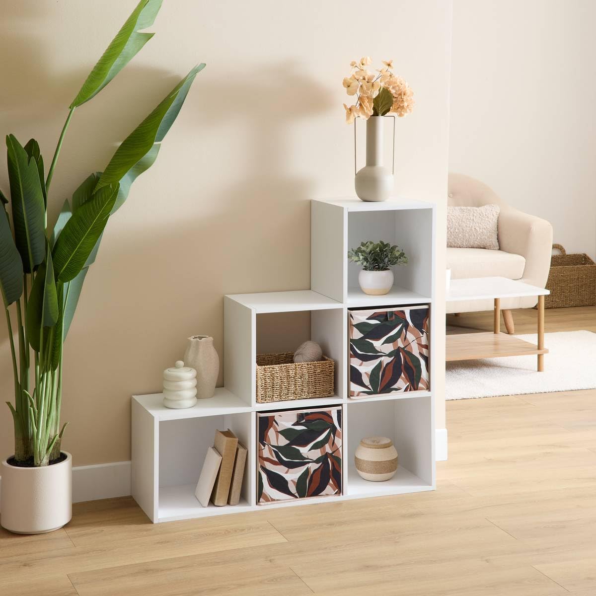 5five - étagère mix'n modul 6 cases escalier 32x102cm blanc