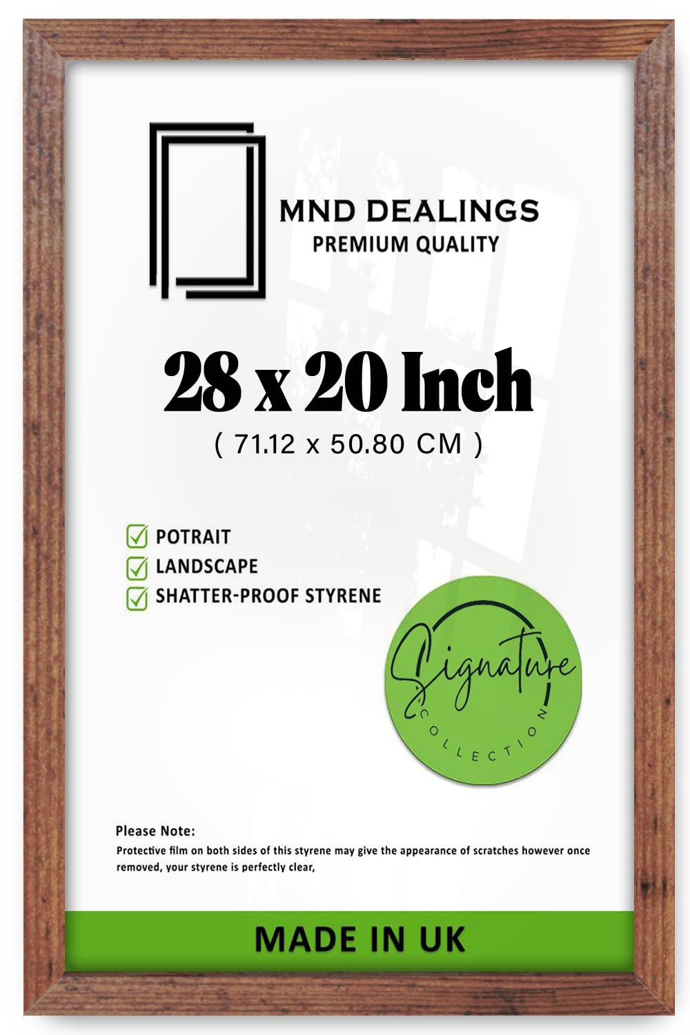 MND Dealings | MDF Picture Frame (71.12 x 50.80 CM) 50.80 x 71.12 cm for Art, Certificates & Décor, MDF Wood Finish, Includes Secure Hanging Hooks [ Rustic ]