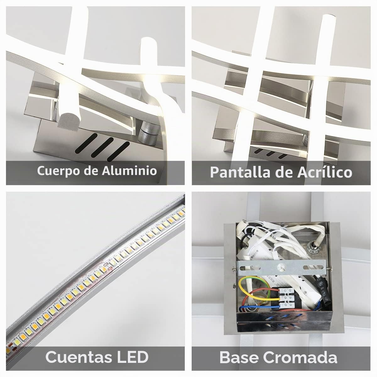 Lámpara de Techo LED 28W Regulable 3000K-6500K | Moderna Lámpara de Araña de Techo con Control Remoto Cromada para Sala de Estar, Pasillo, Estudio