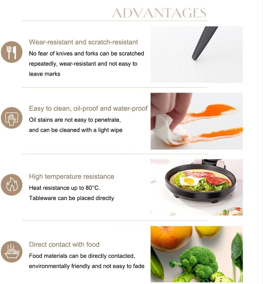 Ruby Lil Thick Double-Sided Table Pad Pu Leather Coffee Table Cloth for Dining Table Coffe Table,A,150cm(59in)