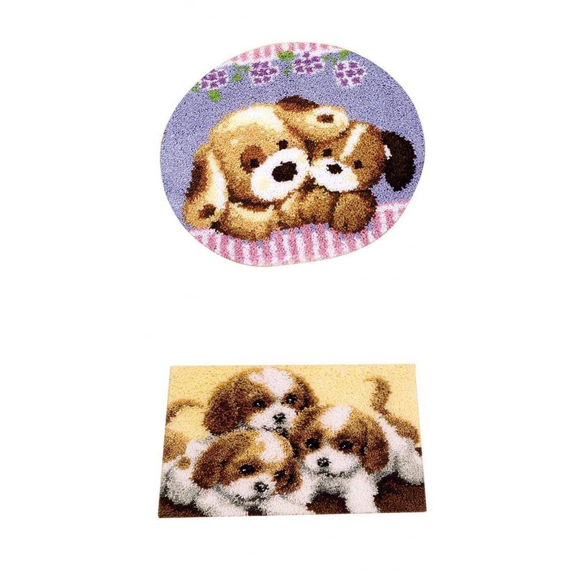 SNAPPSY Puppy Latch Hook Kits Pillows Carpet Making Material Package for Beginners