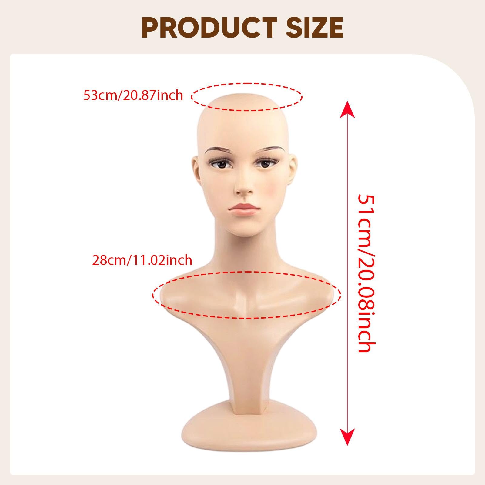 Milageto Busto di testa di manichino femminile realistico, con trucco per accessori di bellezza e berretto da casa, Style B
