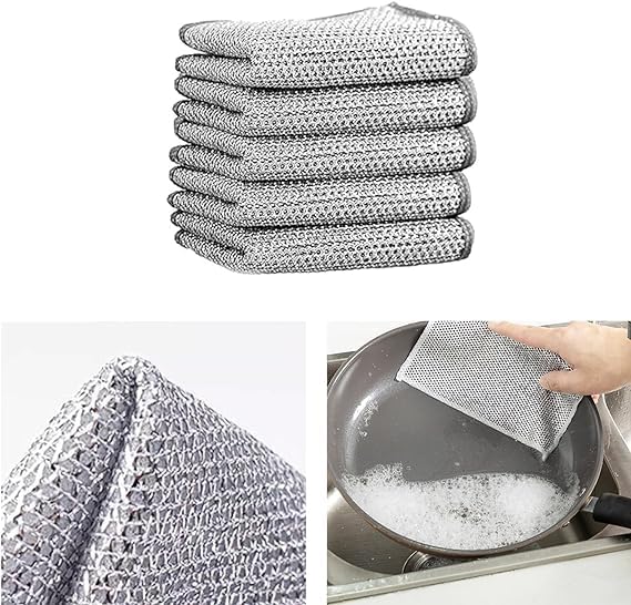 BHALALAS STORE Reusable Non-Scratch Dishwashing Cloths with Free Gaps Cleaning Brush(1 NOS) - Single-Layer Mesh Wire Scrubber Dish Cloths for Kitchen, Multipurpose Cleaning rags (PACK of 1) (B0D5XYW4BV) Amazon Price History, Amazon Price Tracker