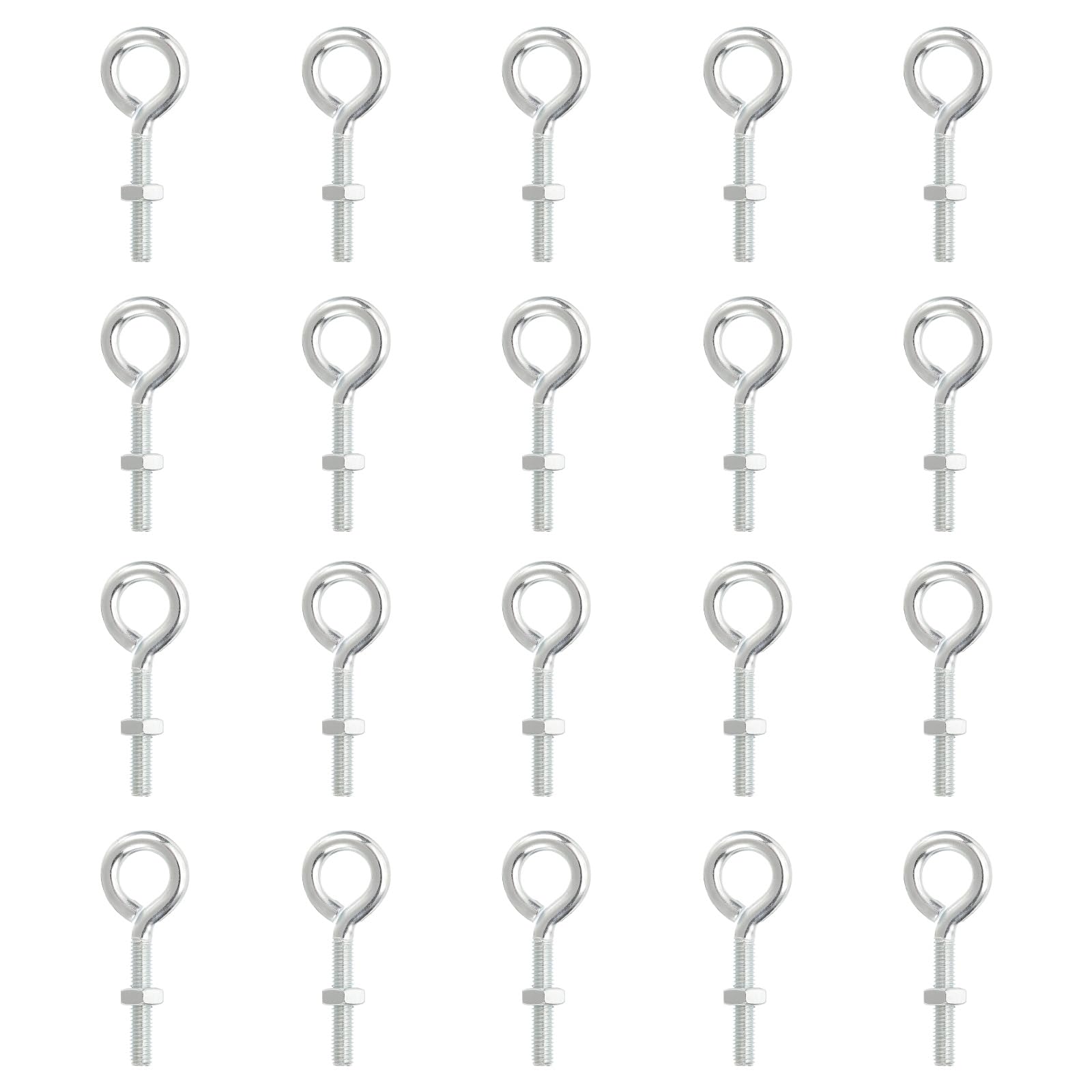 PATIKIL M8x40mm Eye Bolts with Nuts, 20 Pcs Shoulder Swing Lifting Eye Bolt Carbon Steel Threaded Screw Eyebolt for Cables Wires Hanging Lights