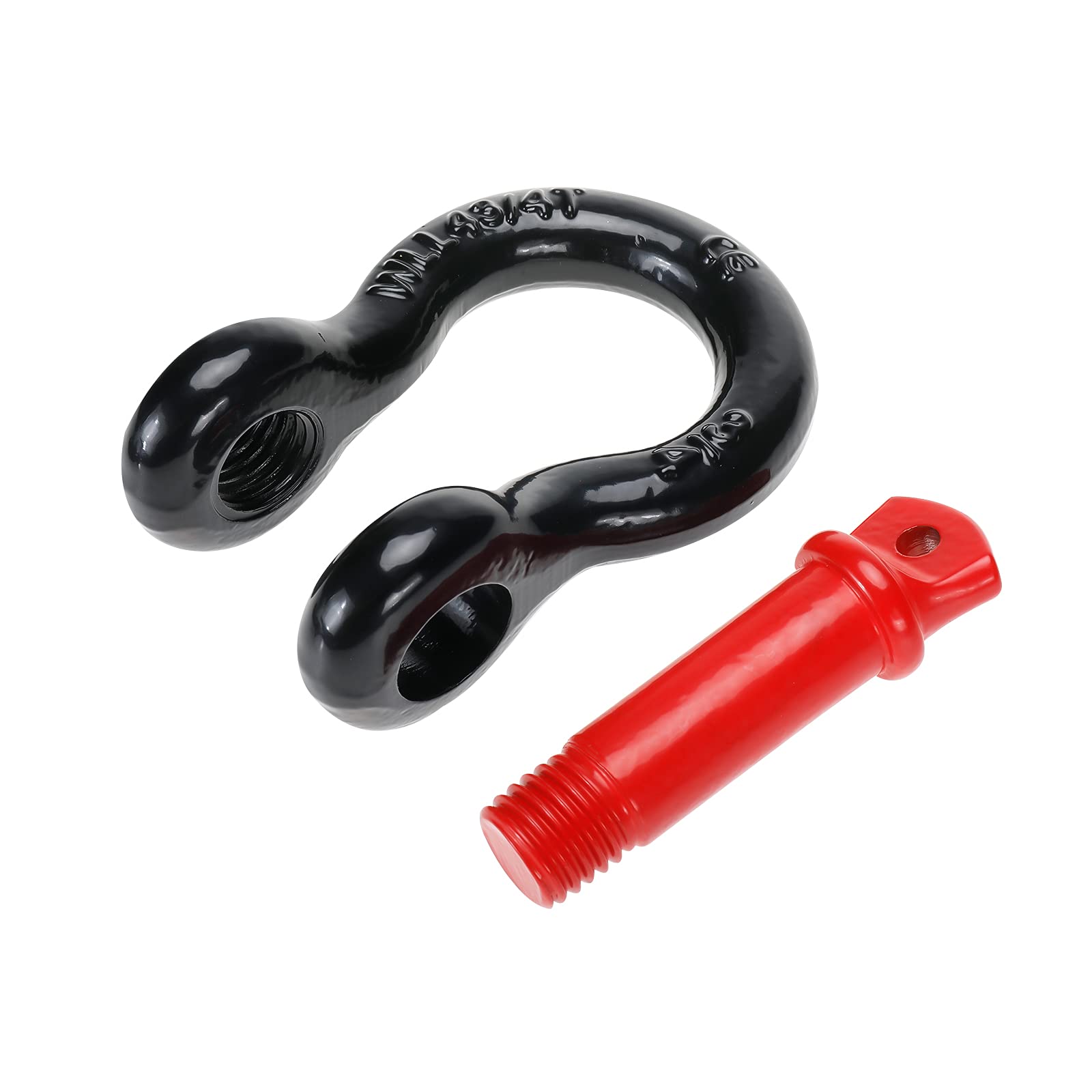 BOOMSTART Manille en Arc Robuste, 4,75 tonnes à vis, Manille en Alliage d'acier de 1,9 cm pour remorquage, Sangle de Levage, camions, camionnettes, Jeeps, véhicules Tout-Terrain, Rouge et Noir