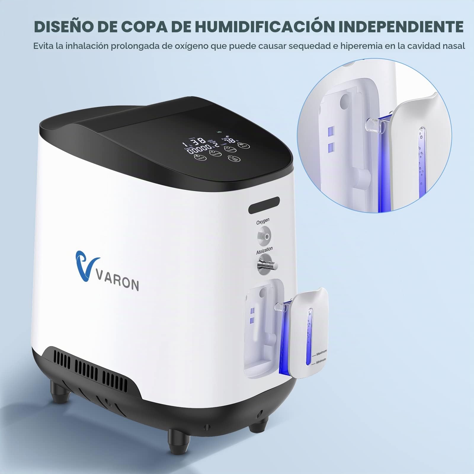 Concentrador de oxígeno para el hogar, concentración ajustable 1-7 L/min, concentrador de oxígeno portátil, dispositivo de oxígeno silencioso para el hogar