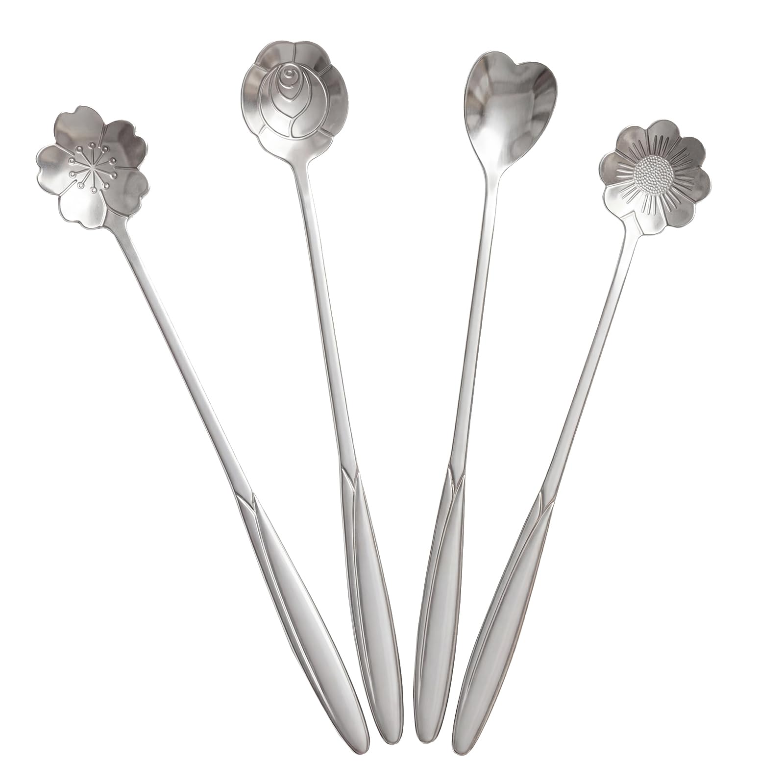 QNCIGER 7-Inch Long Handle Tea Spoons, Drink Stirring Spoon for Espresso, Coffee, Ice Cream, Tea, Dessert (Set of 4)