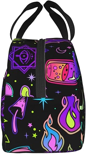 Miniatura 4 de Bolsa de almuerzo reutilizable con aislamiento térmico para preparar comidas para hombres y mujeres, trabajo, picnic o viajes (bruja gótica de bruja)