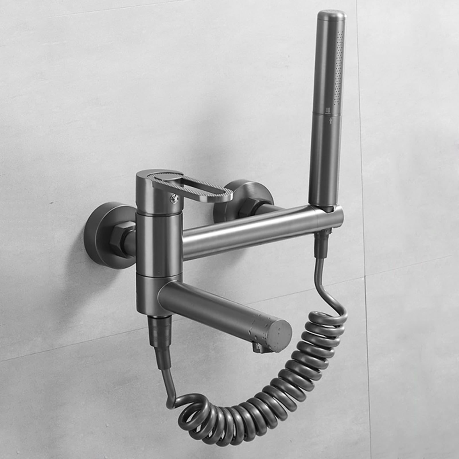 NZPOST Shower Mixer Taps Wall Mounted Bath Shower Mixer Tap Set Swivel Spout Bathroom Filler Tub Tap Gray,