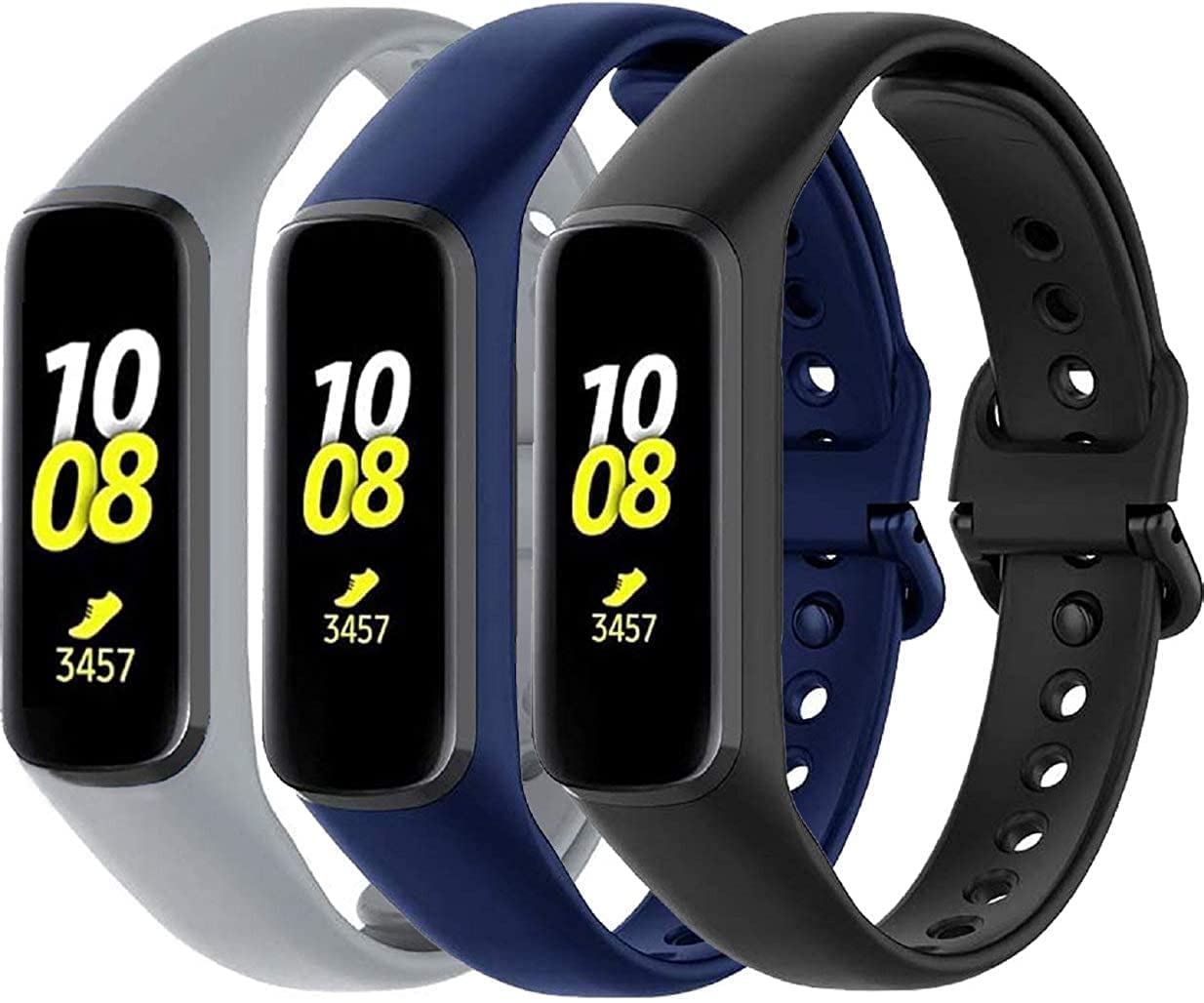TKM 3 Pack Silicone Bands Compatible for Samsung Galaxy Fit 2, Soft Sport Silicone Replacement Straps Wristbands for Galaxy Fit2 SM-R220 Watch for Boys & Girls.
