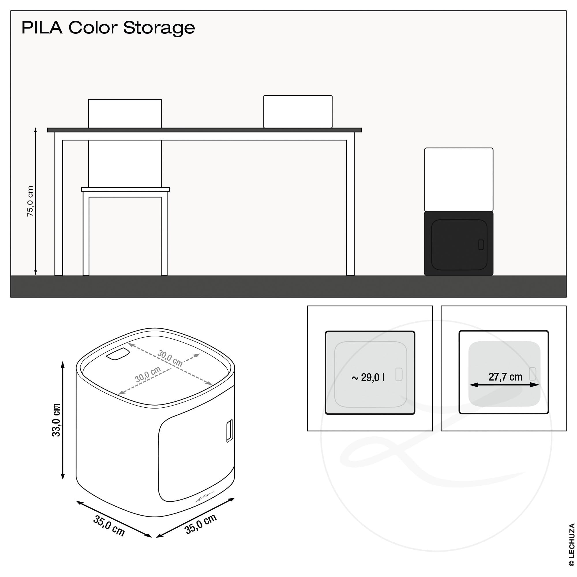 Lechuza PILA Color Storage Bleu pétrole 15922