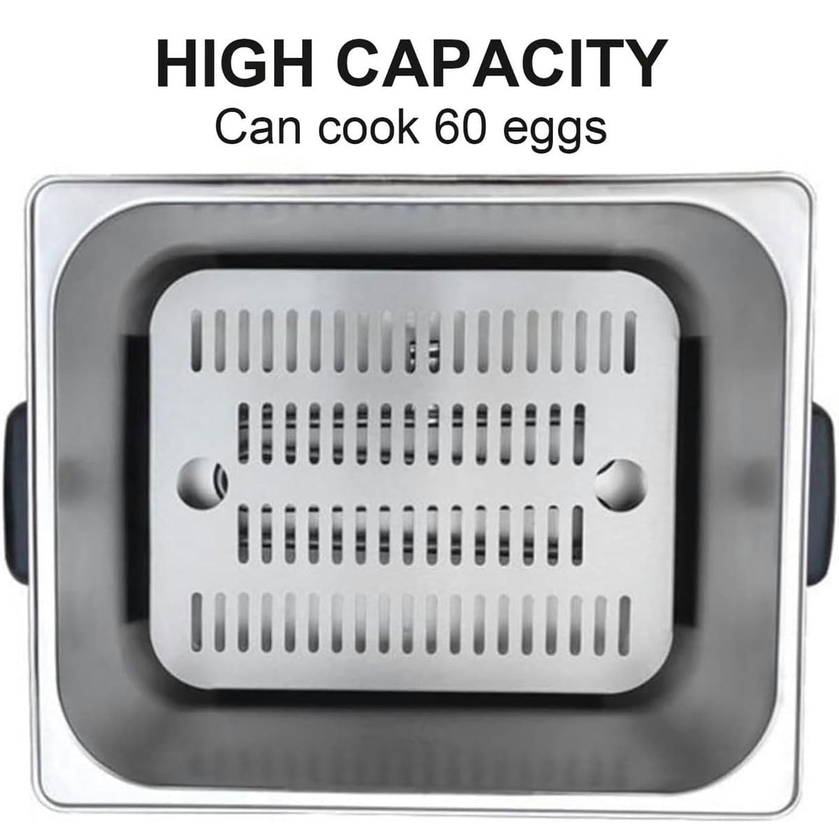 Caldera de huevos comercial, olla de huevos de acero inoxidable de 2600 W con cesta de malla, vaporizador automático de huevos de aguas termales, 60 piezas de gran capacidad y temperatura constante de 4