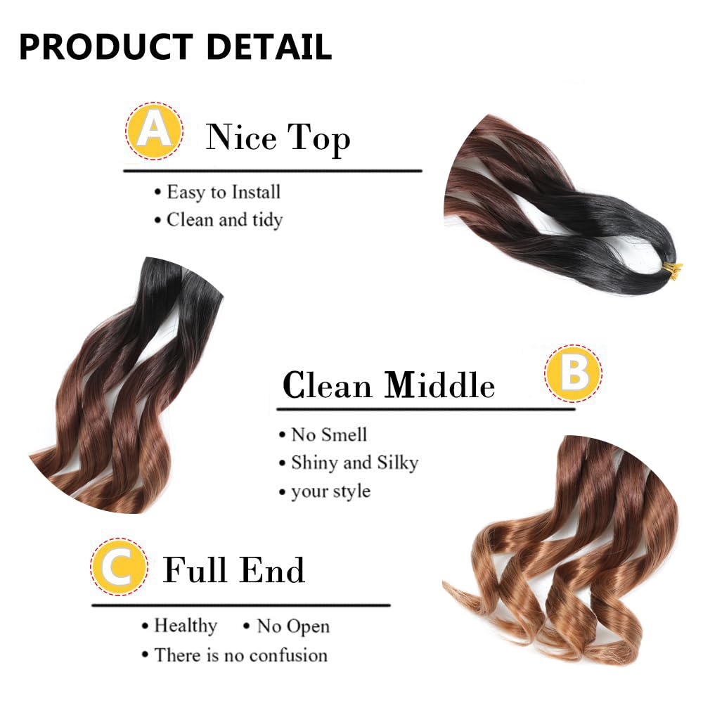 French Curl Braiding Hair 20 Inch 8 Packs Curly Braiding Hair Pre Stretched French Curls Braiding Extension Curl Crochet Braids Spiral Extensions (4# - Image 4
