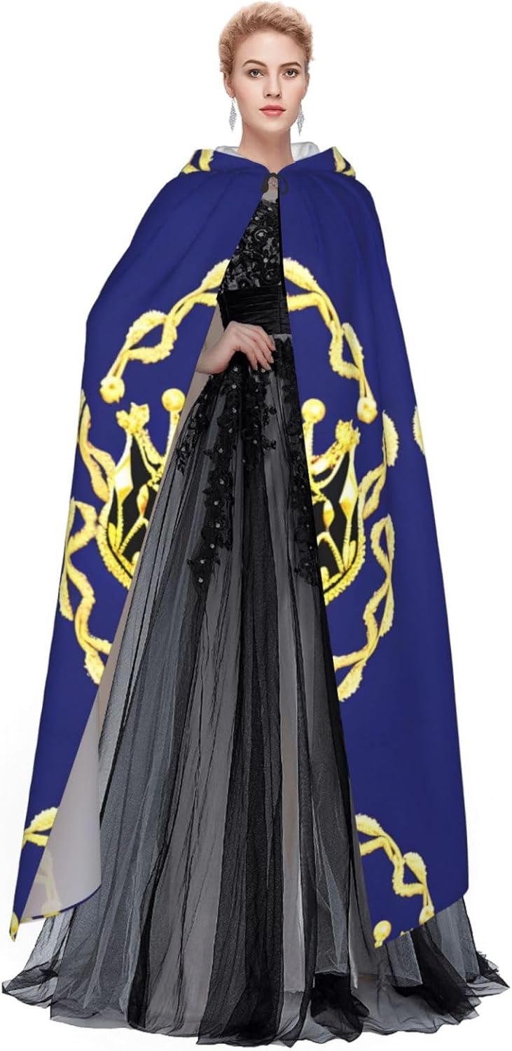 Fantasy Tiara Men Women Halloween Role Play Party Decoration Hooded Poncho Black