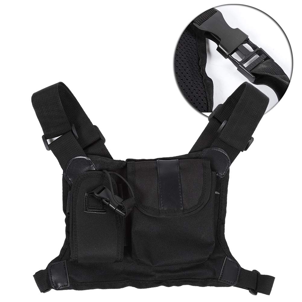 ASHATA Soporte de Bolsa multifunción para Radio de Dos vías Paquete Frontal Estuche de Transporte Bolsa de Pecho para Walkie Talkie Radio