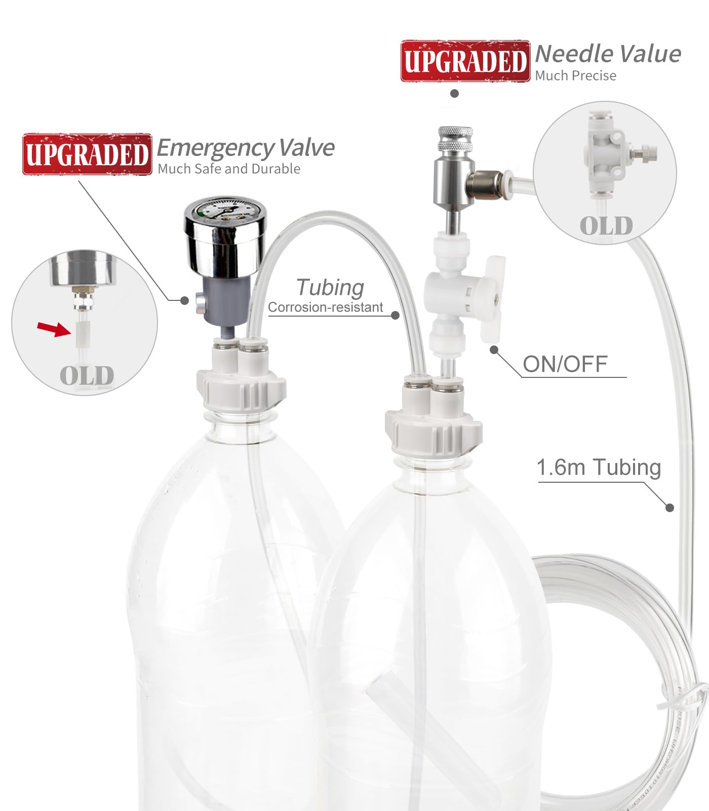 Clscea Aquarium DIY CO2 Generator System Kit with Needle Valve & CO2 Diffuser, G211 - image 2